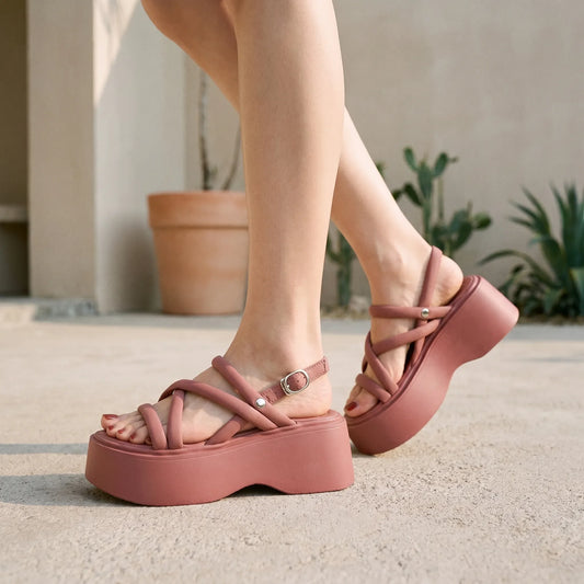 Chunky Platform Sandals With Ankle Straps - Olga