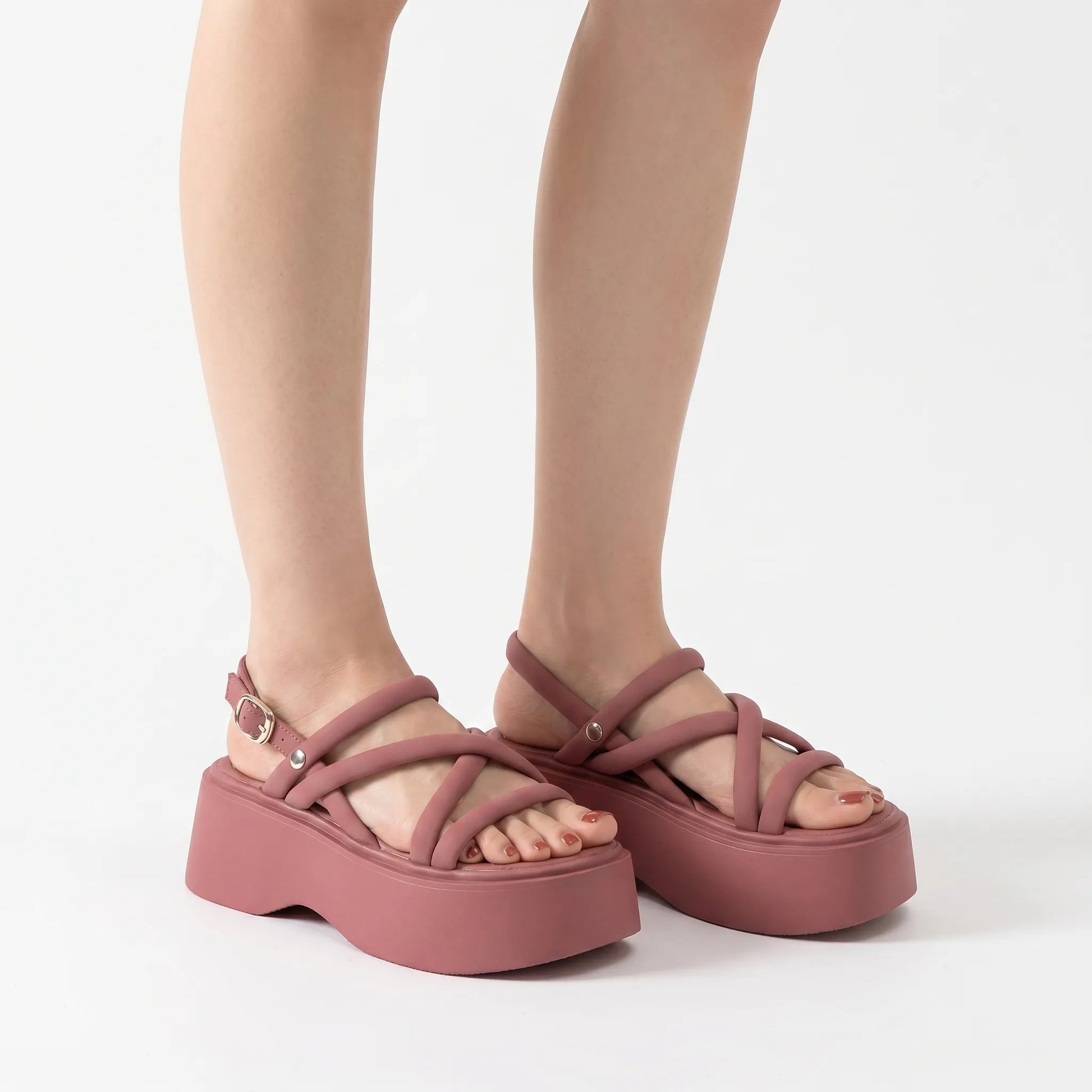 Chunky Platform Sandals With Ankle Straps - Olga