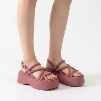 Chunky Platform Sandals With Ankle Straps - Olga