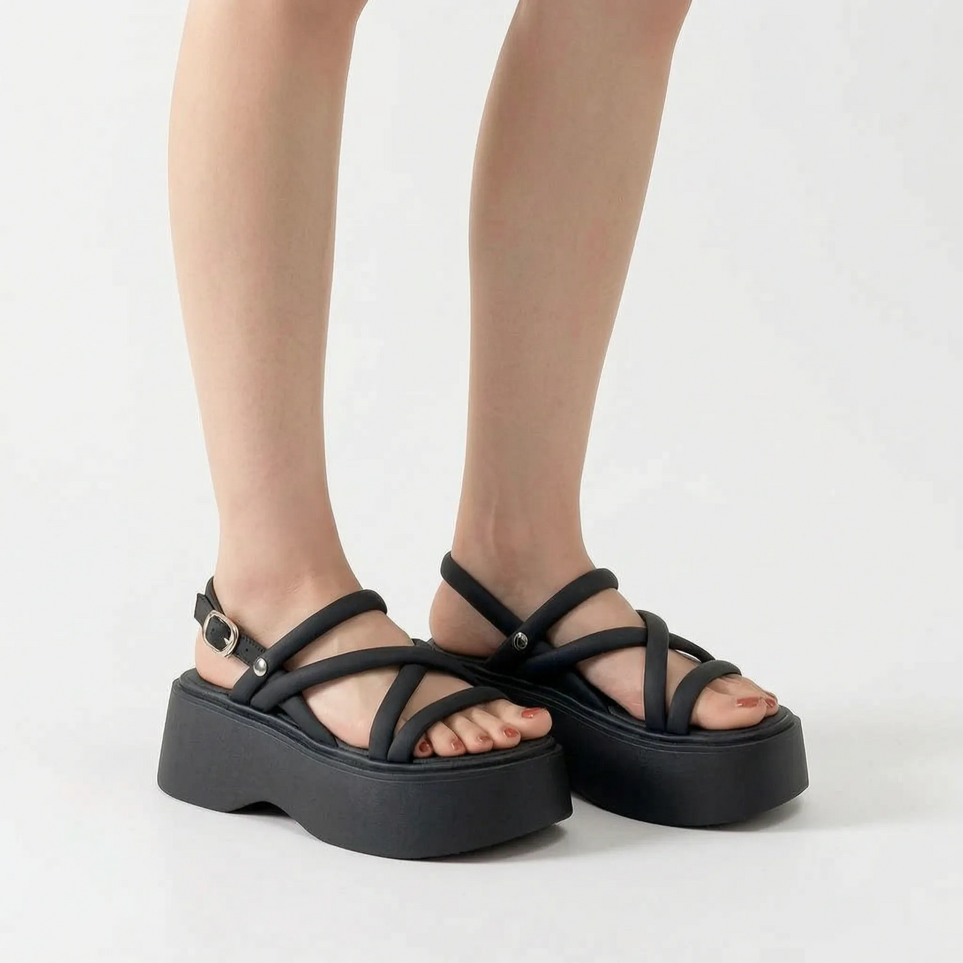 Chunky Platform Sandals With Ankle Straps - Olga