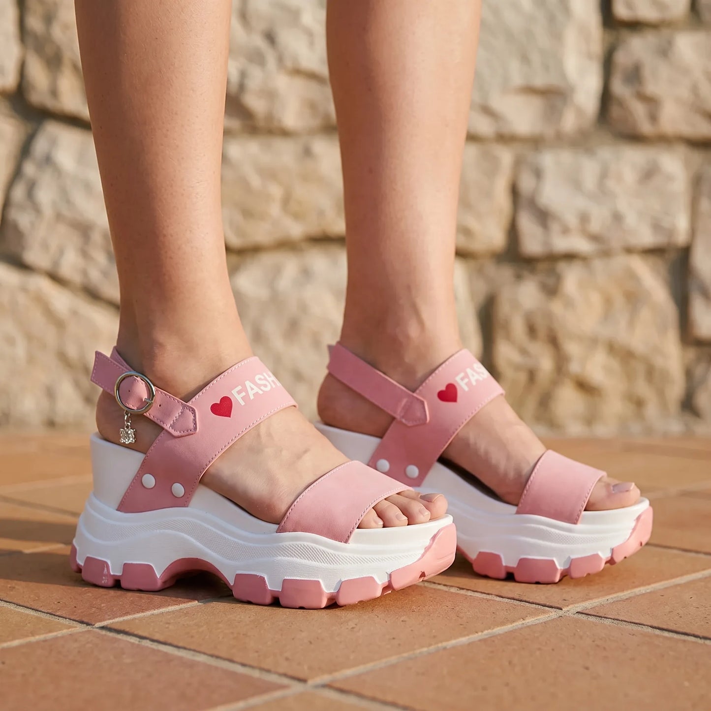 Chunky Platform Wedge Sandals - Wendy