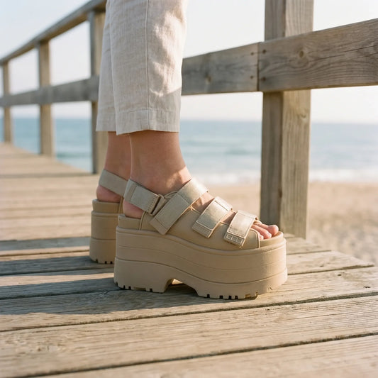 Chunky Retro Platform Sandals - Ruby