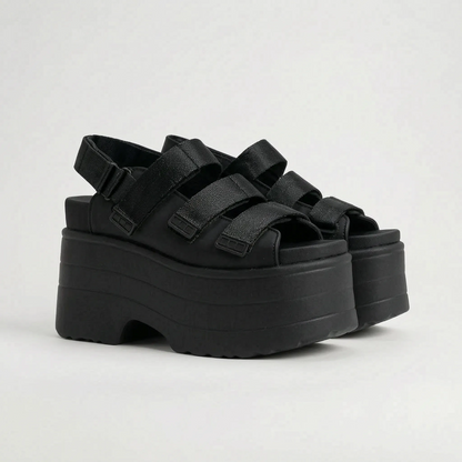 Chunky Retro Platform Sandals - Ruby
