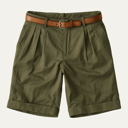 Classic Men's Chino Shorts With Double Pleat And Turn-Up Hem 13