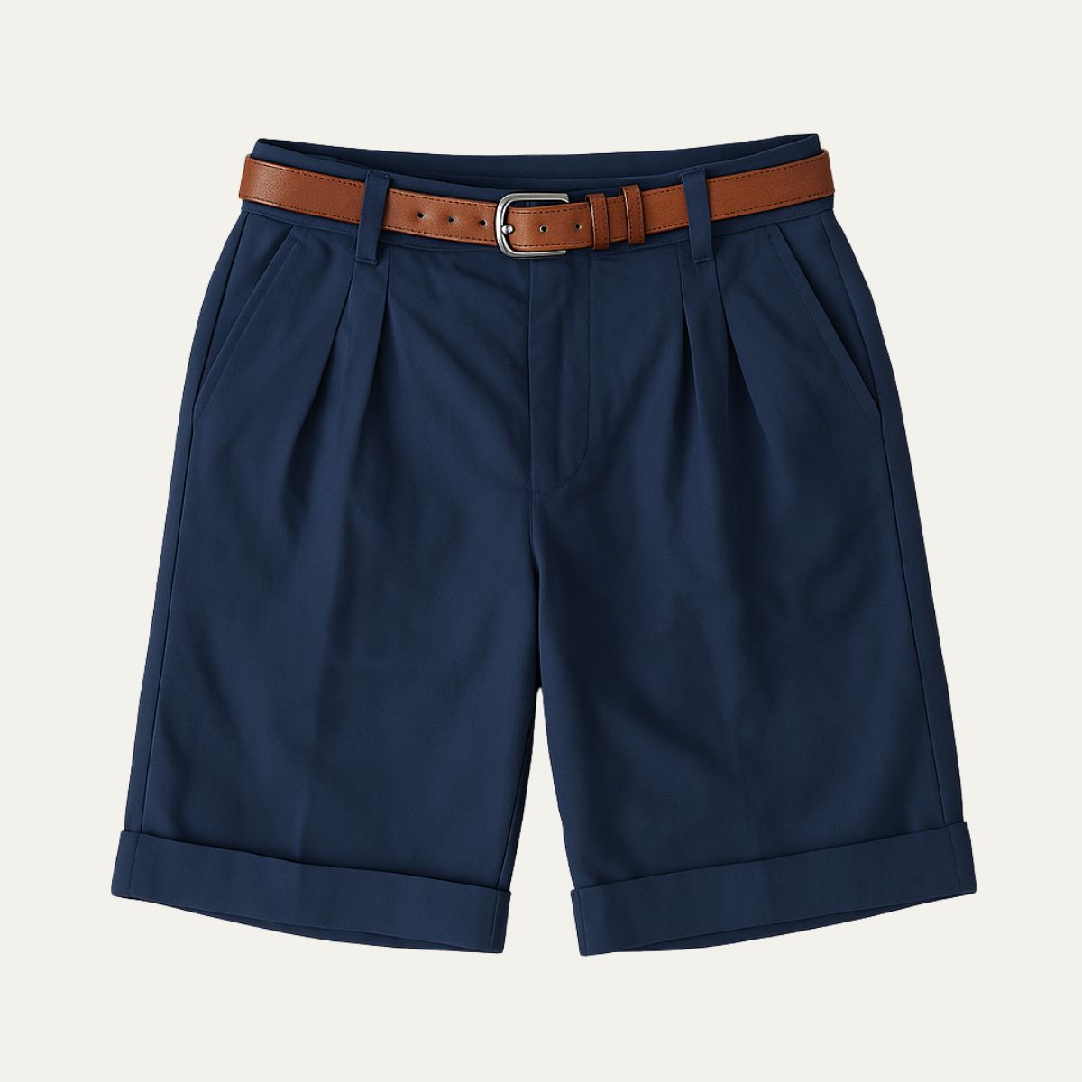 Classic Men's Chino Shorts With Double Pleat And Turn-Up Hem 9
