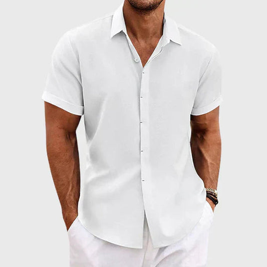 Classic Men's Short Sleeve Button-Up Shirt with Spread Collar 2