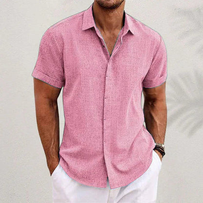Classic Men's Short Sleeve Button-Up Shirt with Spread Collar 8