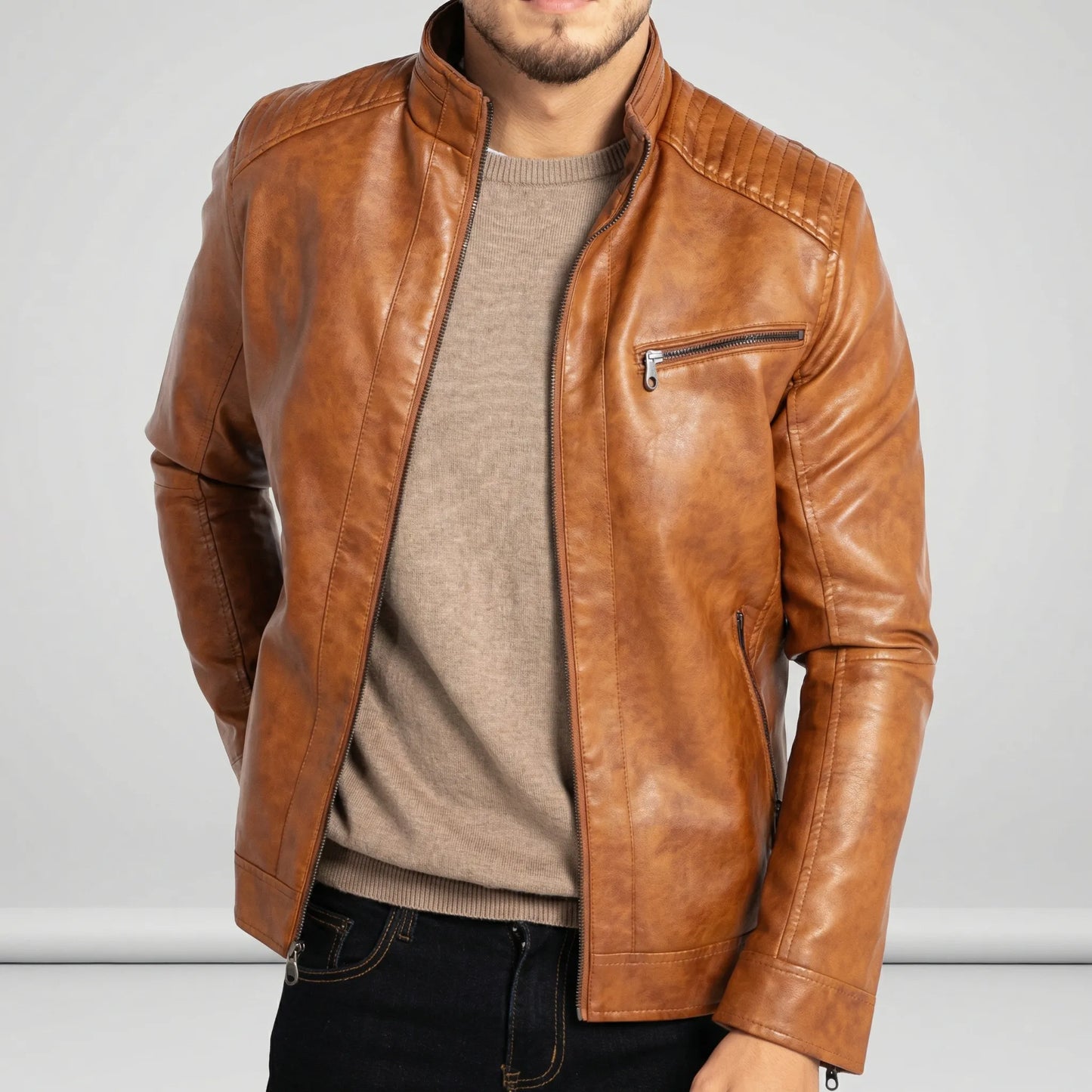 Classic Men's Biker-Style Jacket - Janis