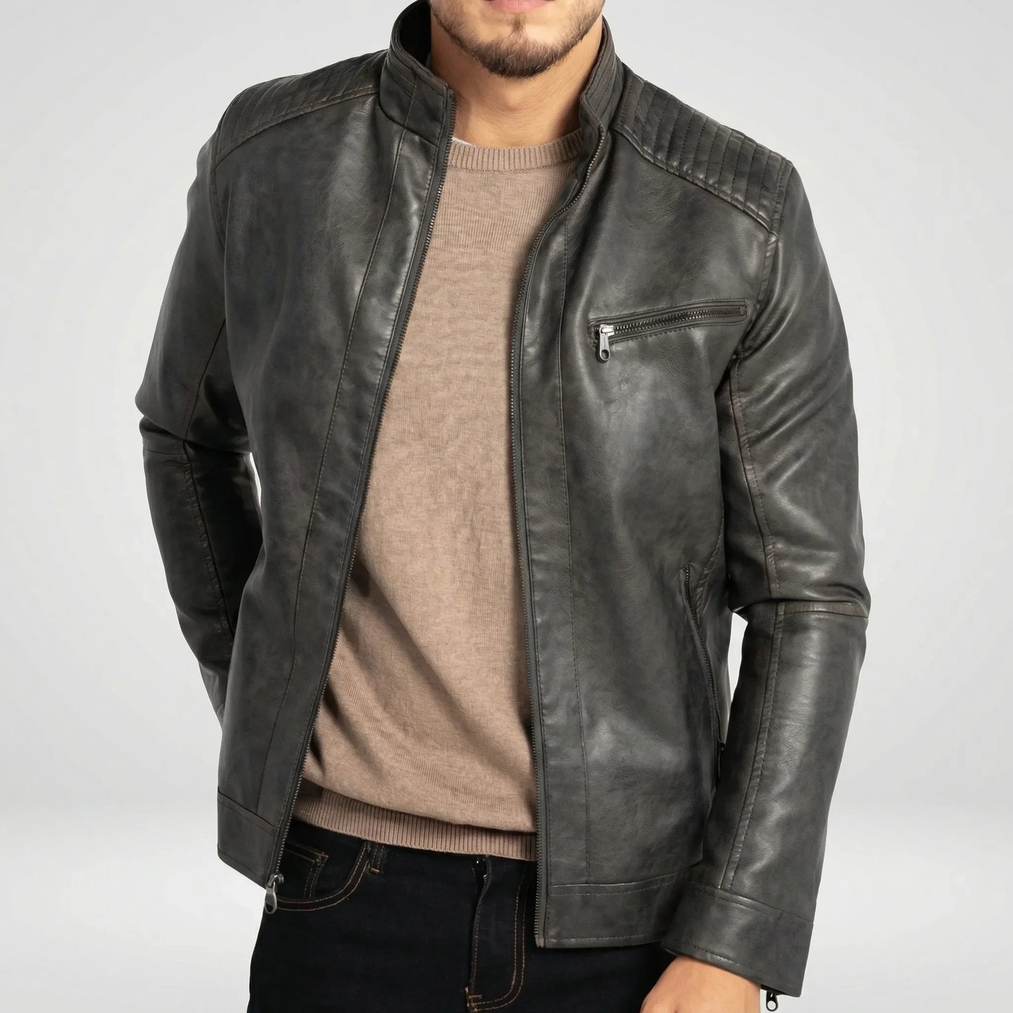 Classic Men's Biker-Style Jacket - Janis