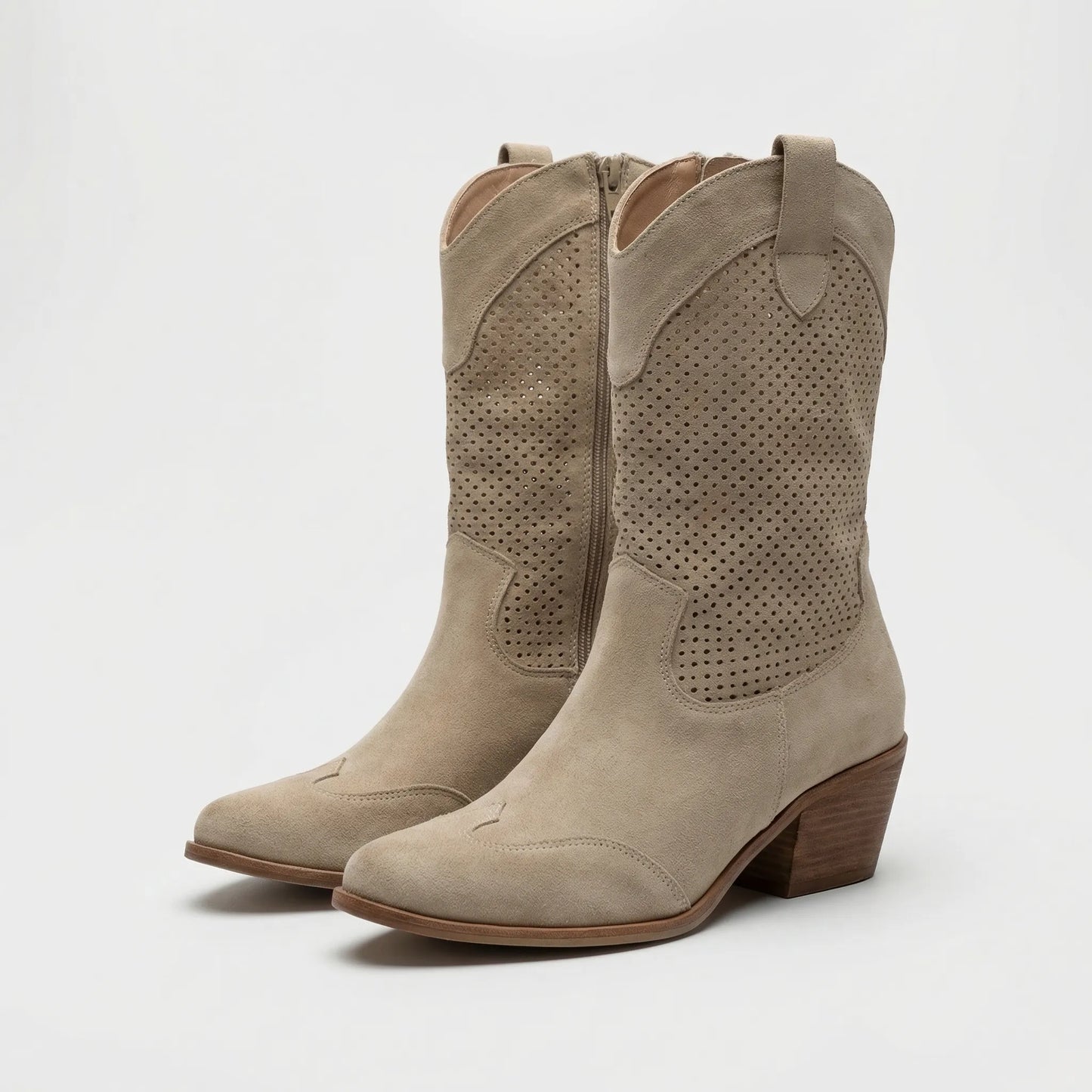 Classic Zip-Up Mid-Calf Fashion Boots - Patricia