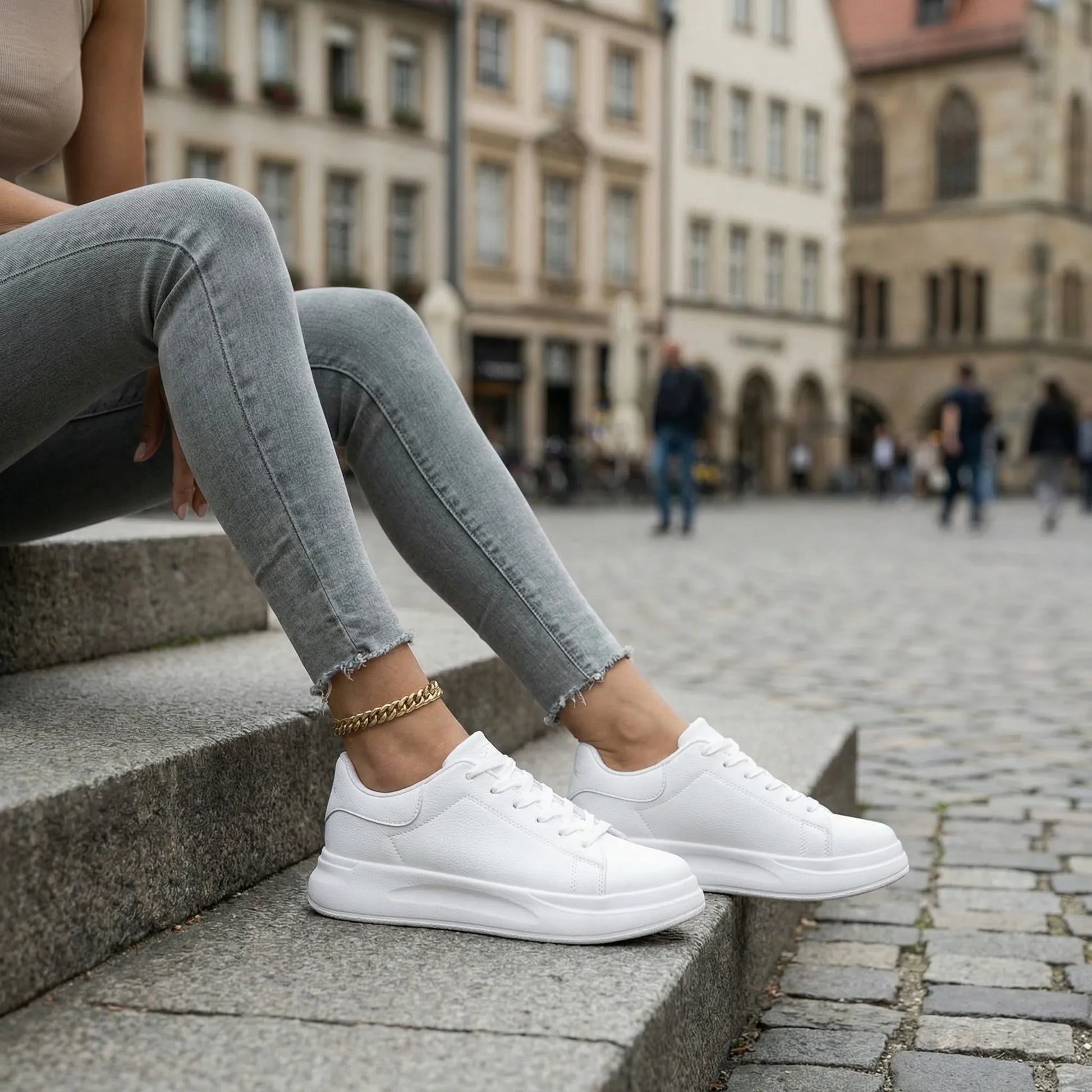 Clean White Casual Trainers - Michaela