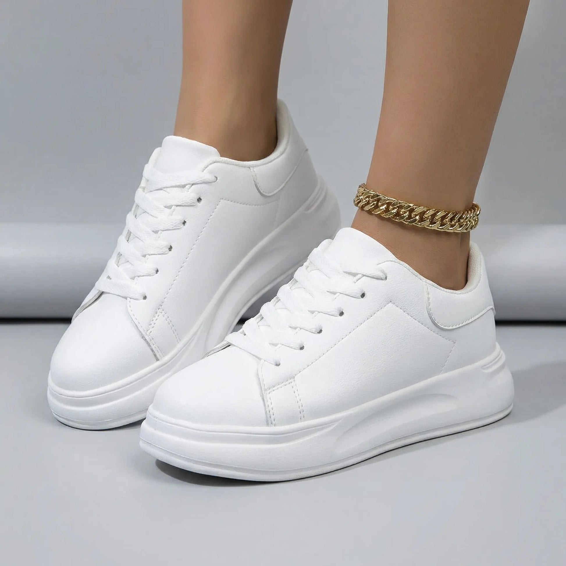 Clean White Casual Trainers - Michaela