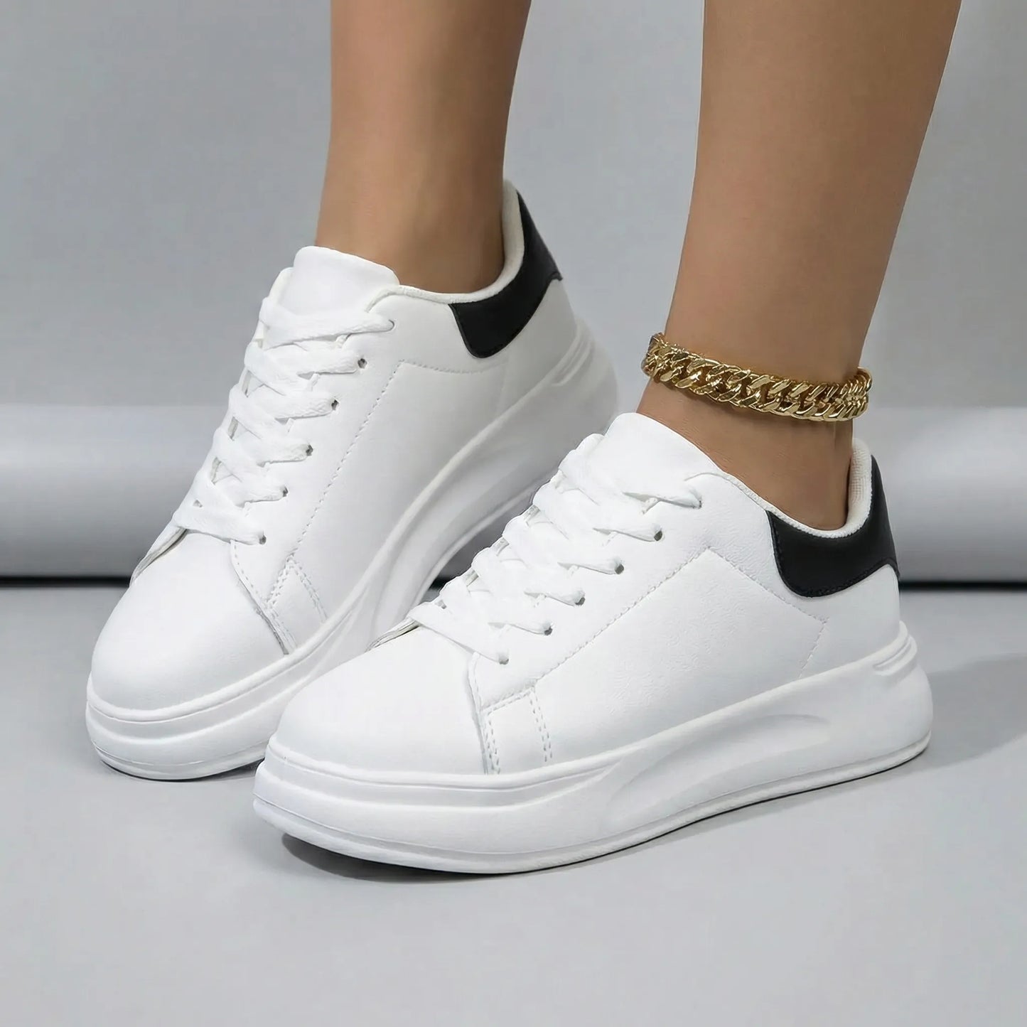 Clean White Casual Trainers - Michaela