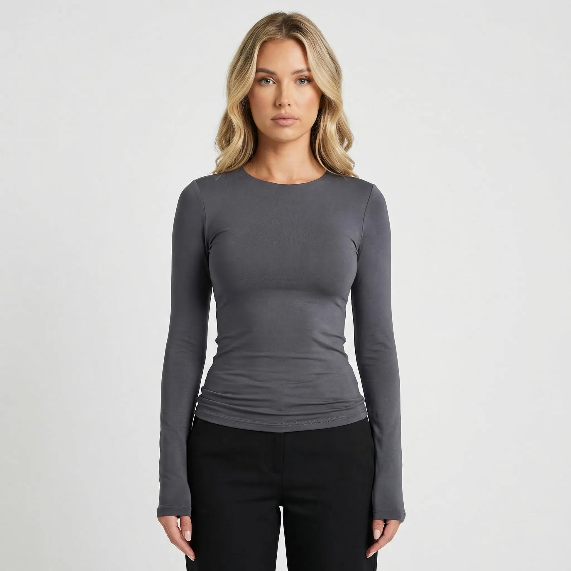 Close-Fitting Crew Neck Top - Patricia
