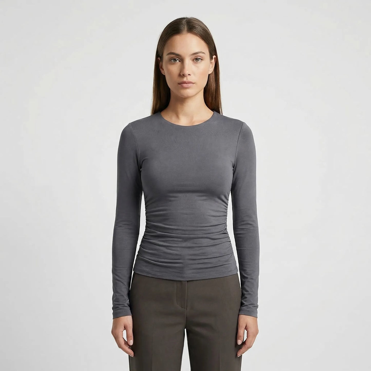 Close-Fitting Crew Neck Top - Patricia
