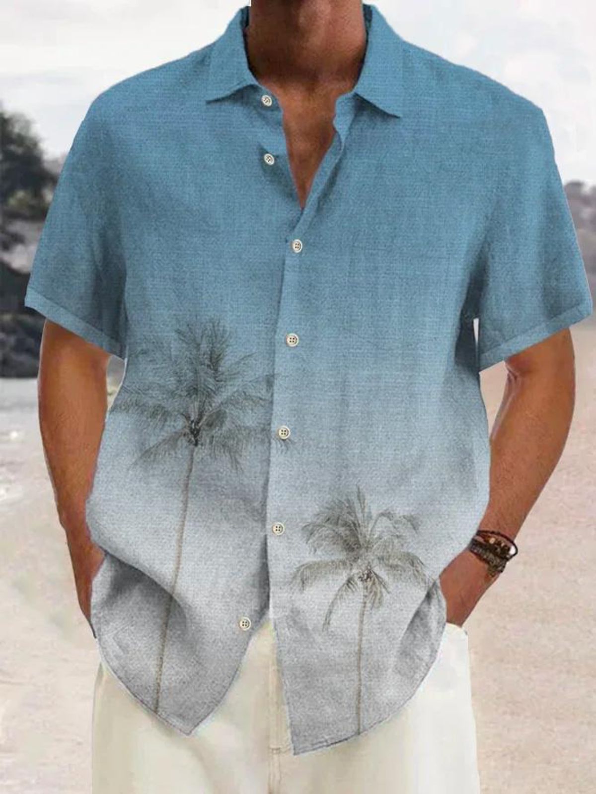 Men's tropical summer shirt with palm tree print – Maceo