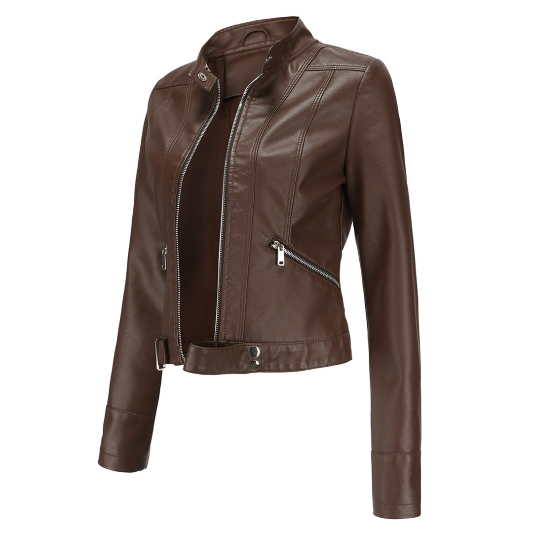 Stylish women's leather jacket in a classic design – Marlene Autumn Edition