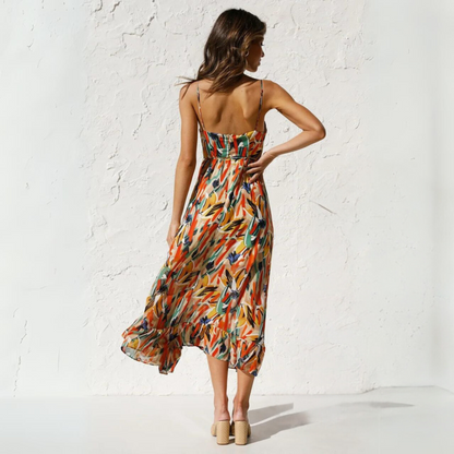 Summer dress with print and backless design – Elora