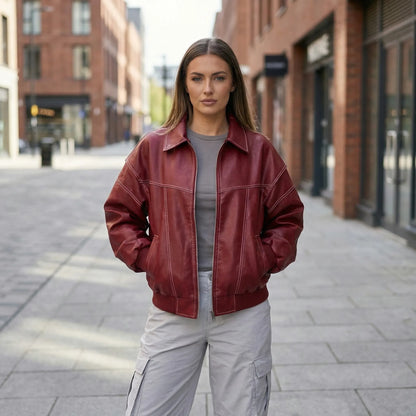 Contrast Stitch Faux-Finish Jacket - Tabitha