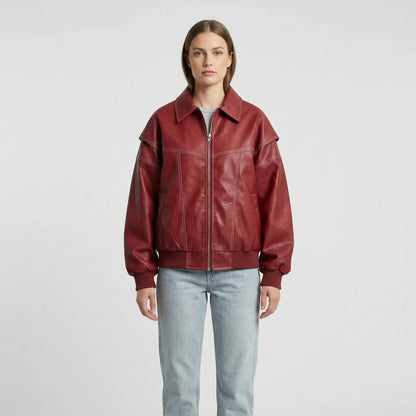 Contrast Stitch Faux-Finish Jacket - Tabitha