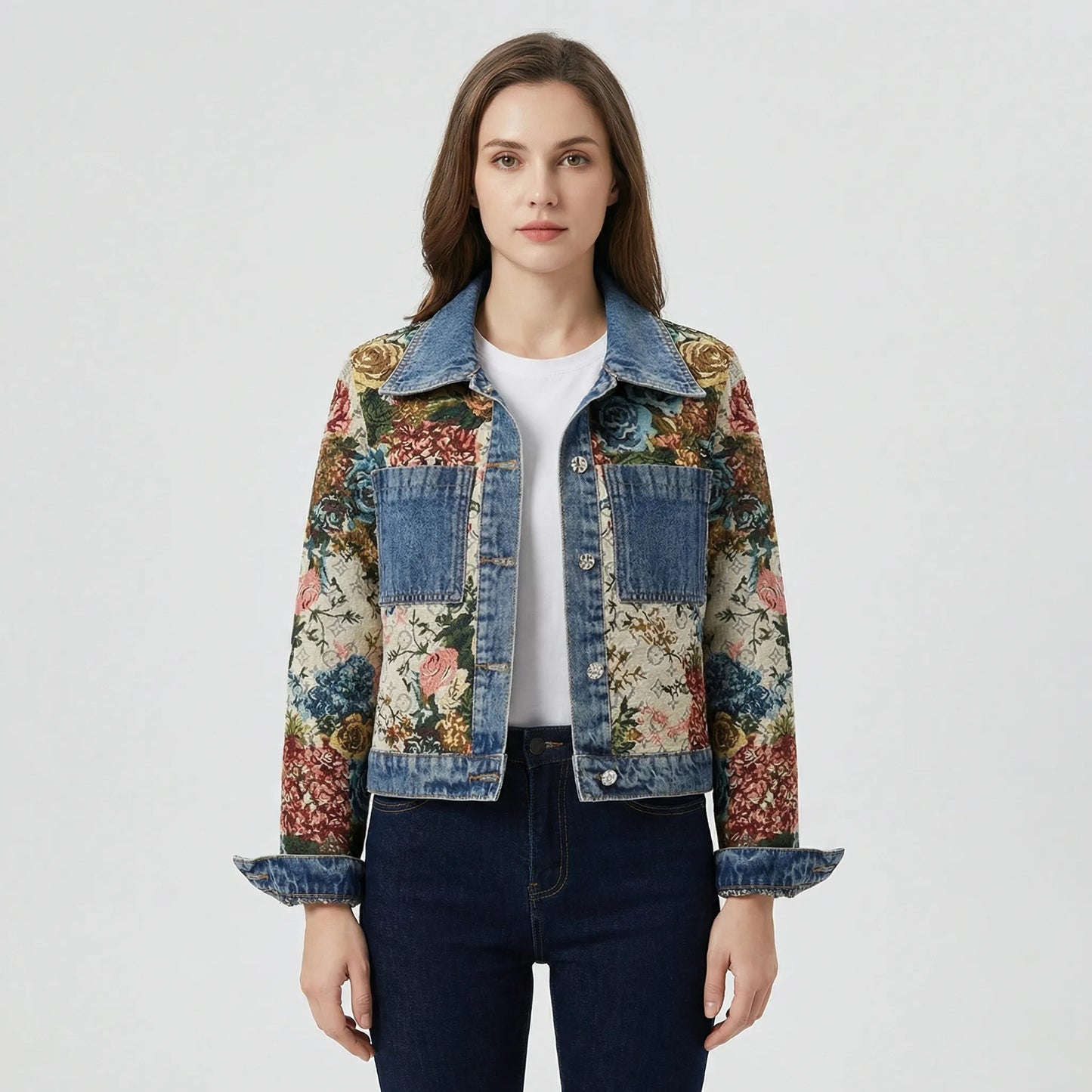 Cropped Denim Jacket With Print - Joelina