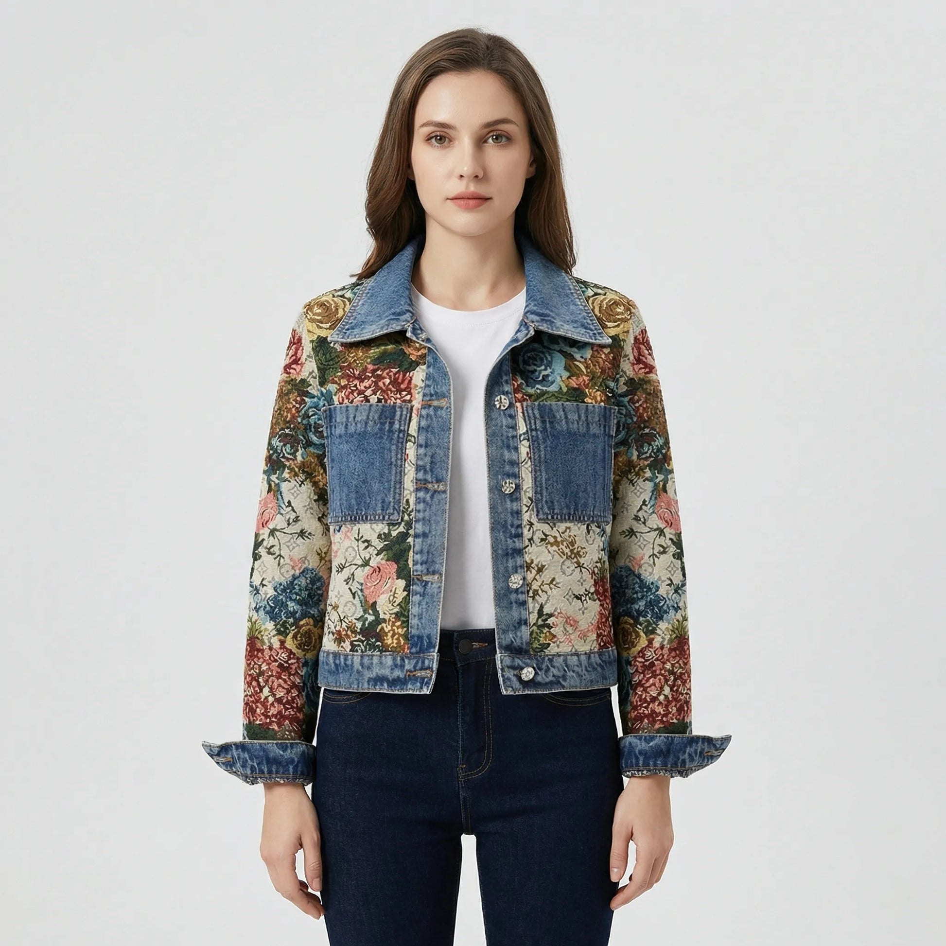 Cropped Denim Jacket With Print - Joelina