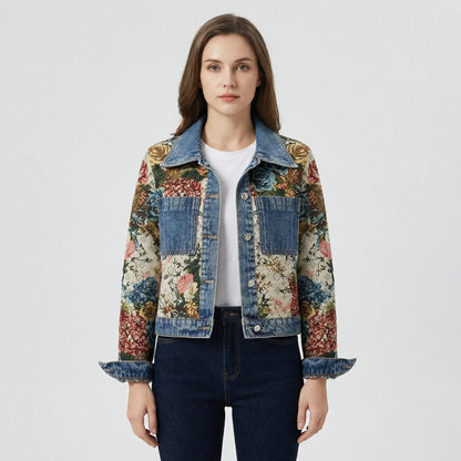 Cropped Denim Jacket With Print - Joelina