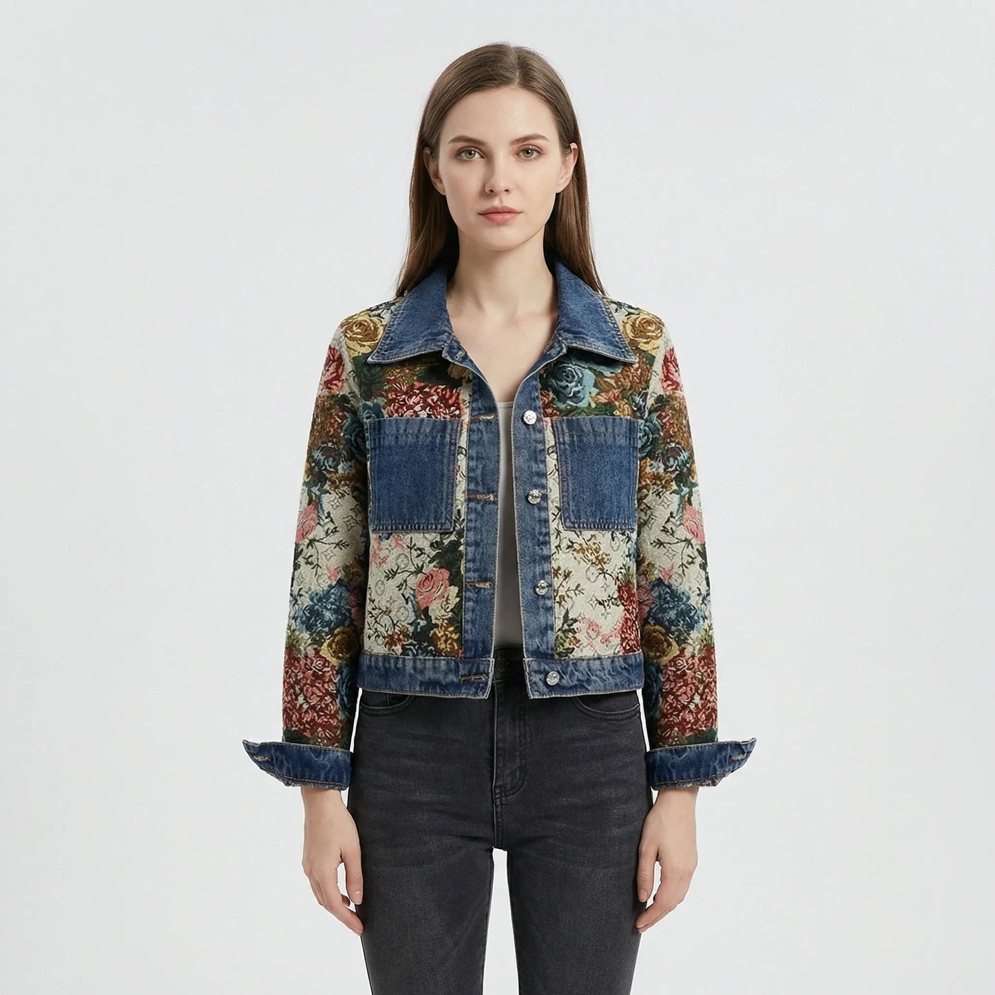 Cropped Denim Jacket With Print - Joelina
