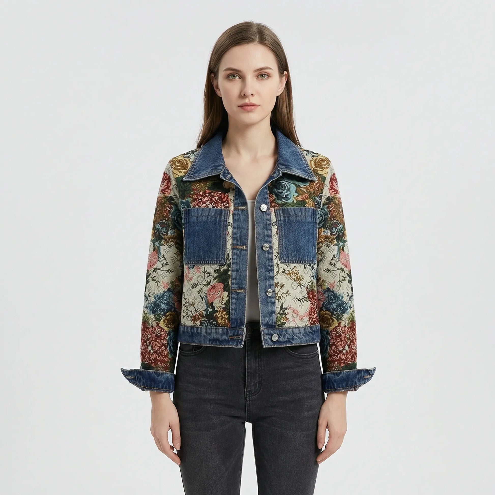 Cropped Denim Jacket With Print - Joelina