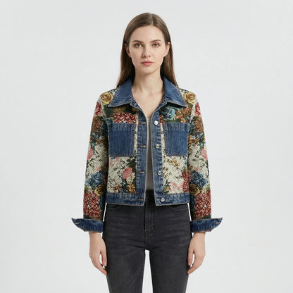 Cropped Denim Jacket With Print - Joelina