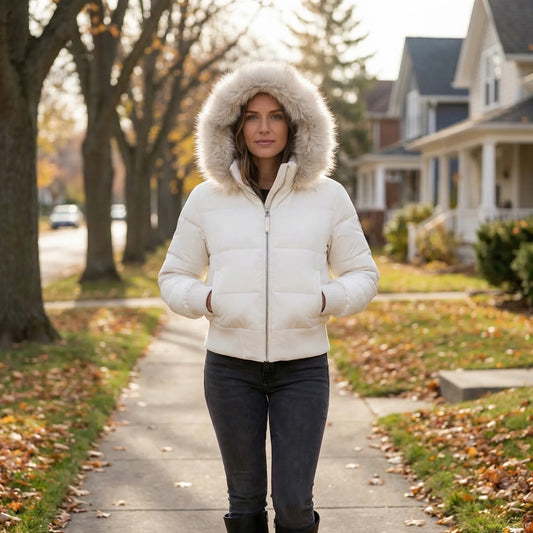 Cropped Quilted Winter Jacket With Hood - Tracy