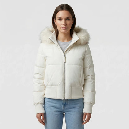Cropped Quilted Winter Jacket With Hood - Tracy
