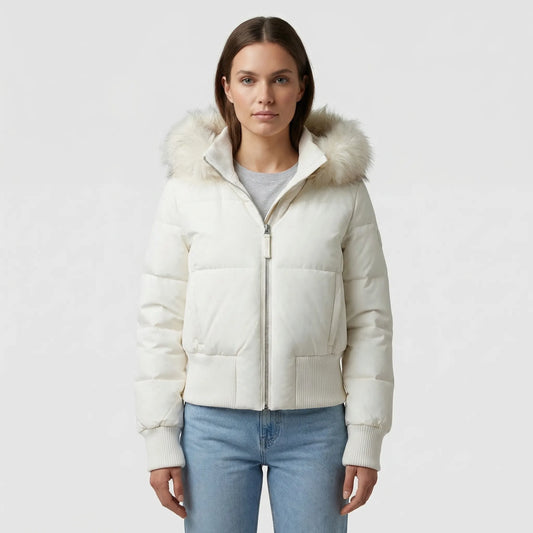 Cropped Quilted Winter Jacket With Hood - Tracy