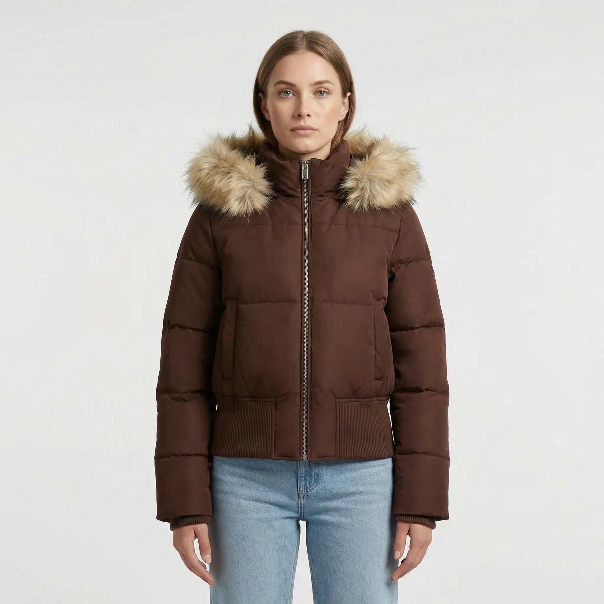 Cropped Quilted Winter Jacket With Hood - Tracy
