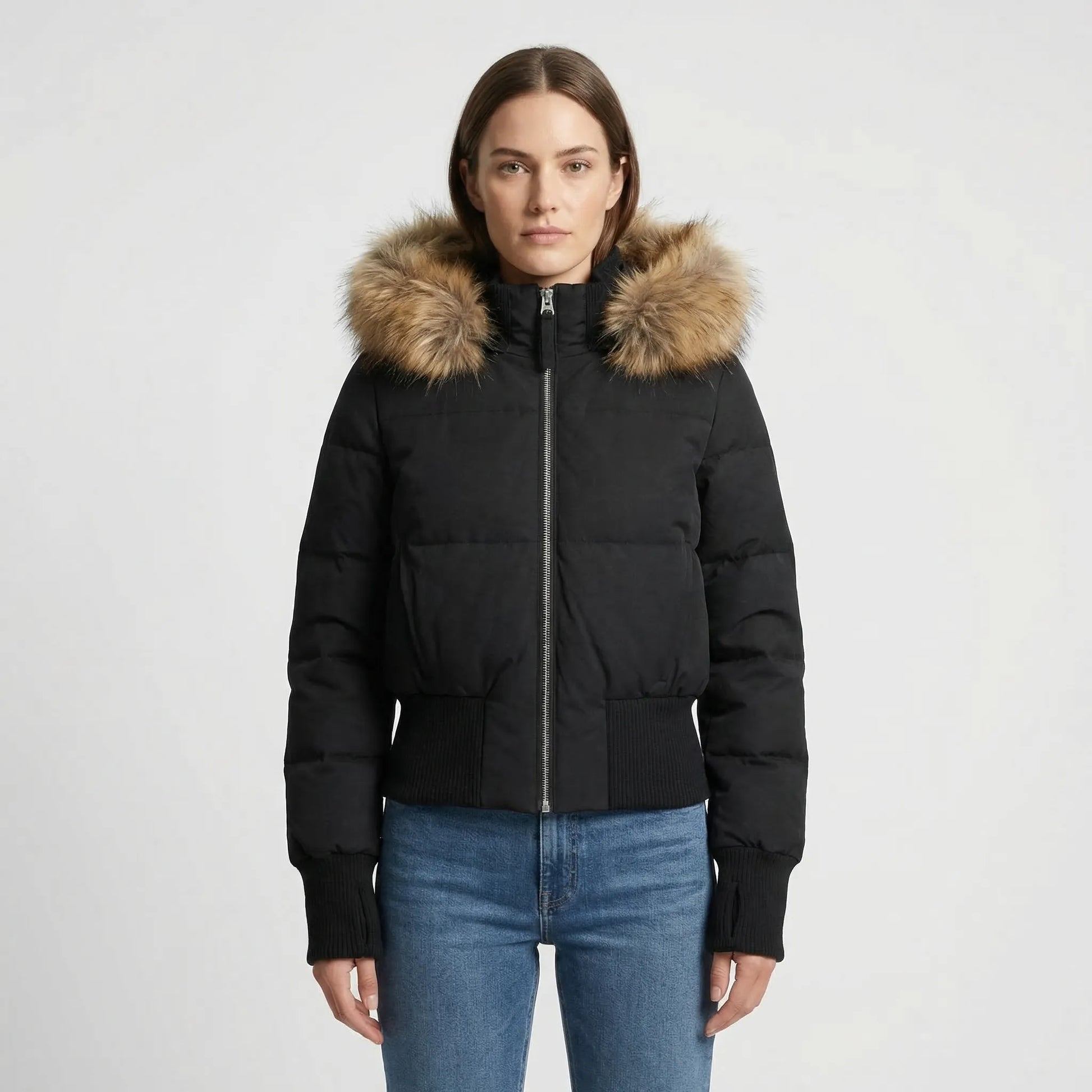 Cropped Quilted Winter Jacket With Hood - Tracy