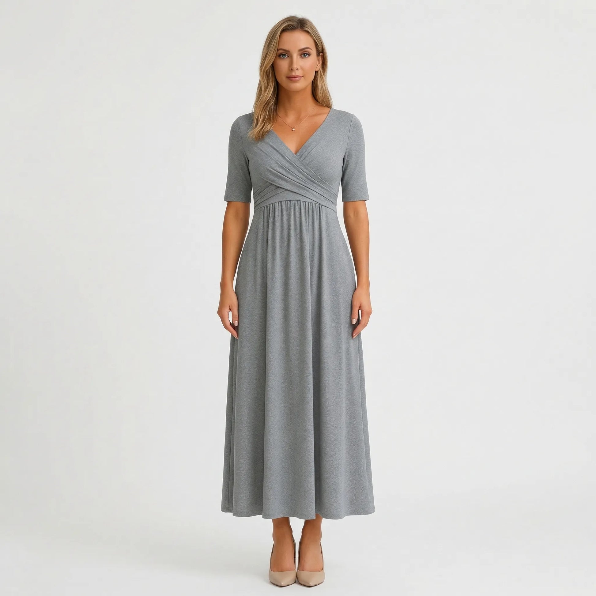 Crossover Wrap Midi Dress - Lucille