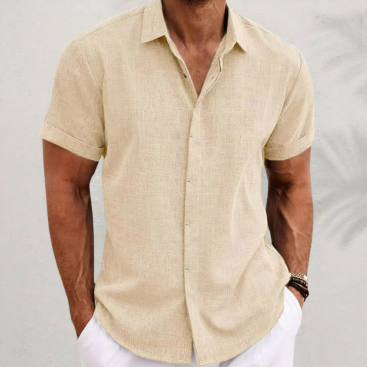 Men's linen shirt with a retro look – Vintaro