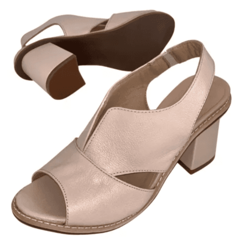 Women’s leather sandals with heel & comfort footbed – Selina