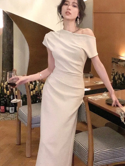 Elegant bodycon maxi dress with off-shoulder – Valentina