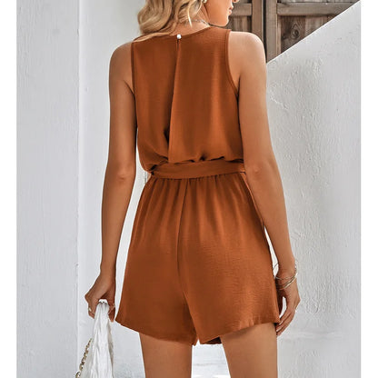 Kanten Sommer-Jumpsuit mit V-Ausschnitt und Shorts – Sorelle