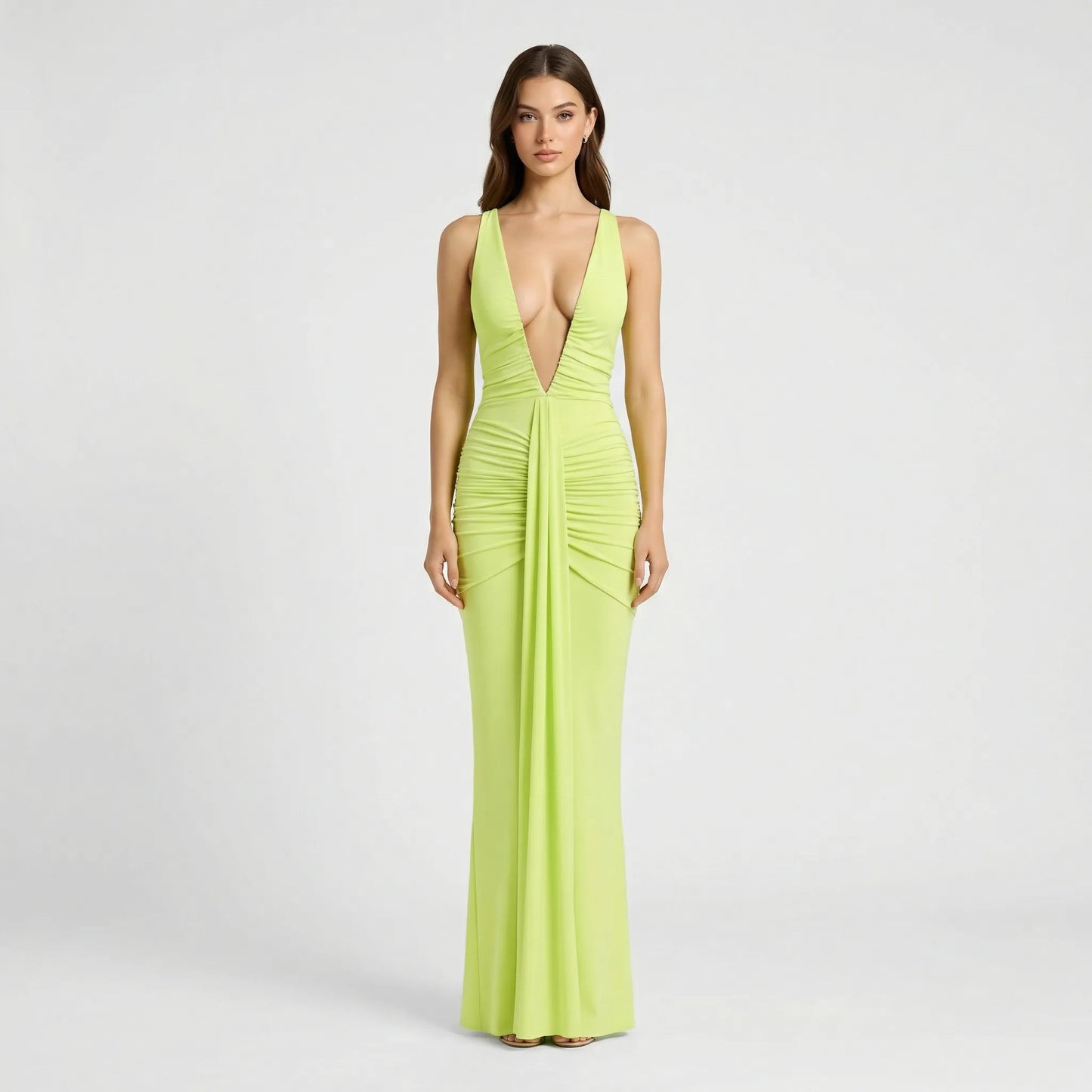 Deep V-Neck Maxi Dress - Alisha
