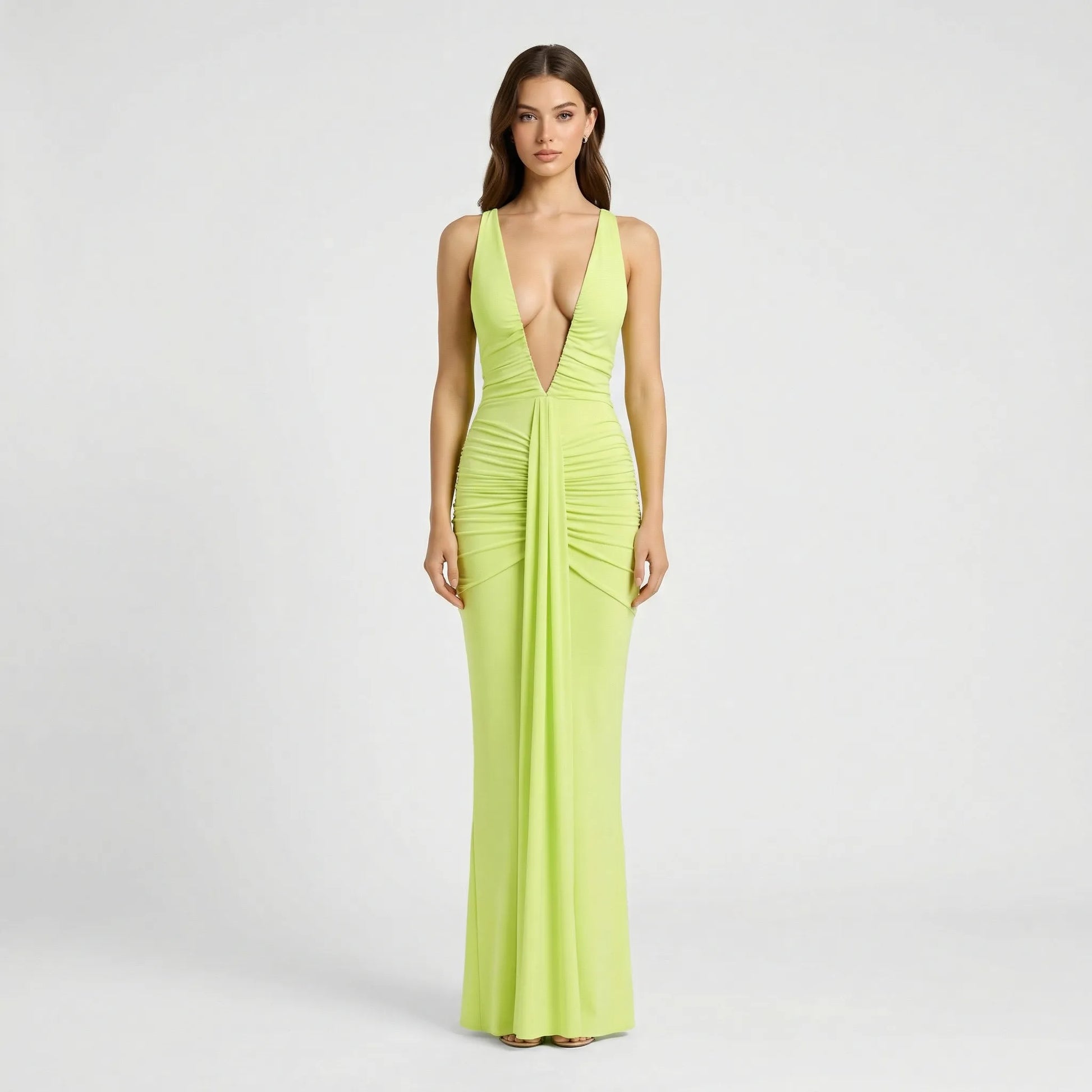Deep V-Neck Maxi Dress - Alisha