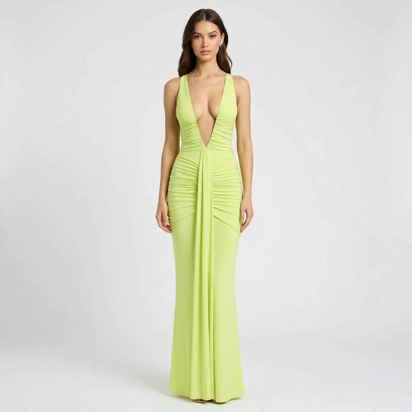 Deep V-Neck Maxi Dress - Alisha