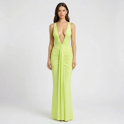 Deep V-Neck Maxi Dress - Alisha