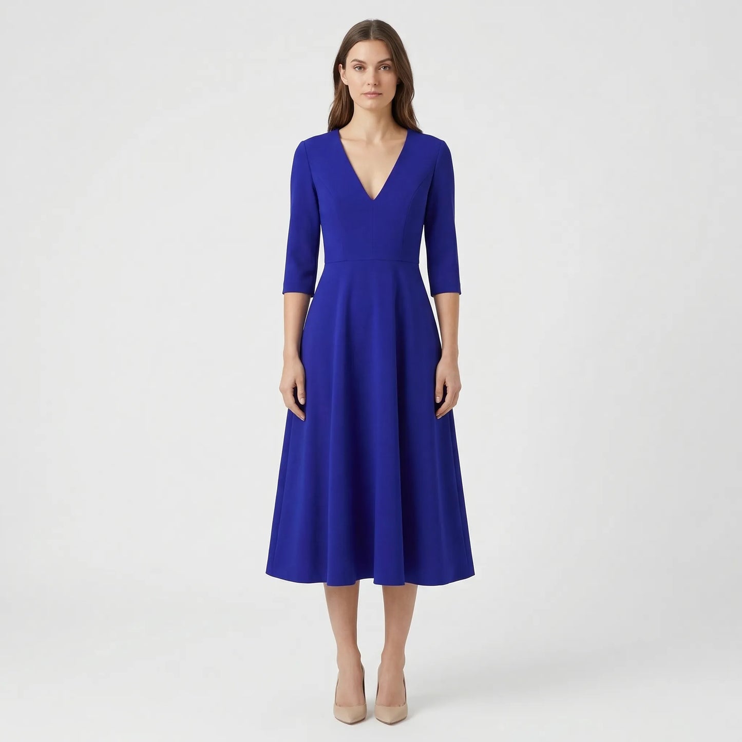 Deep V-Neck Midi Occasion Dress - Sophie
