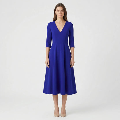 Deep V-Neck Midi Occasion Dress - Sophie