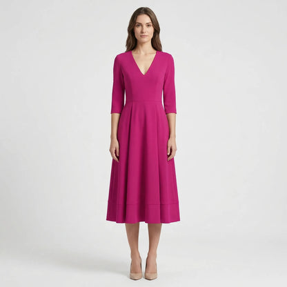 Deep V-Neck Midi Occasion Dress - Sophie