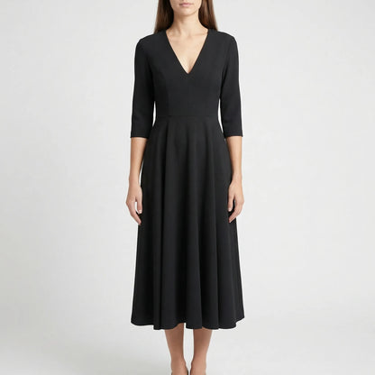 Deep V-Neck Midi Occasion Dress - Sophie