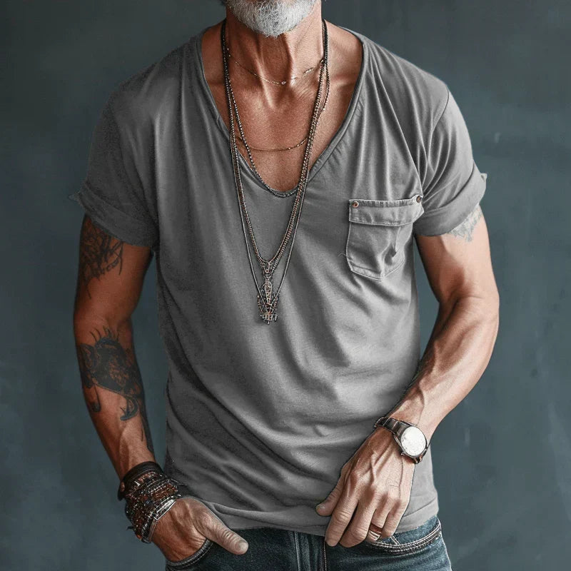 Deep V-Neck Short Sleeve Tee - Ross