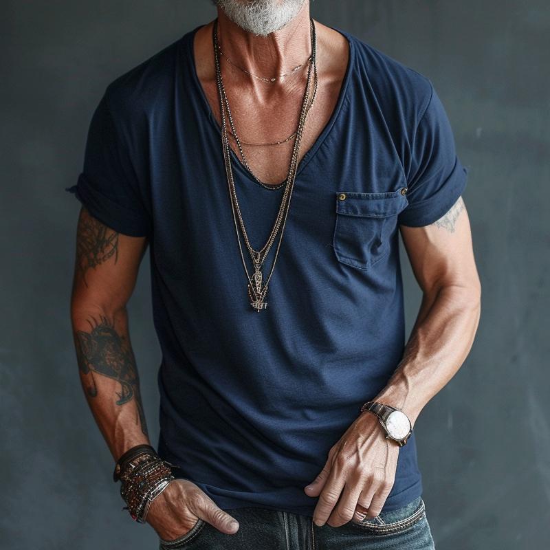 Deep V-Neck Short Sleeve Tee - Ross